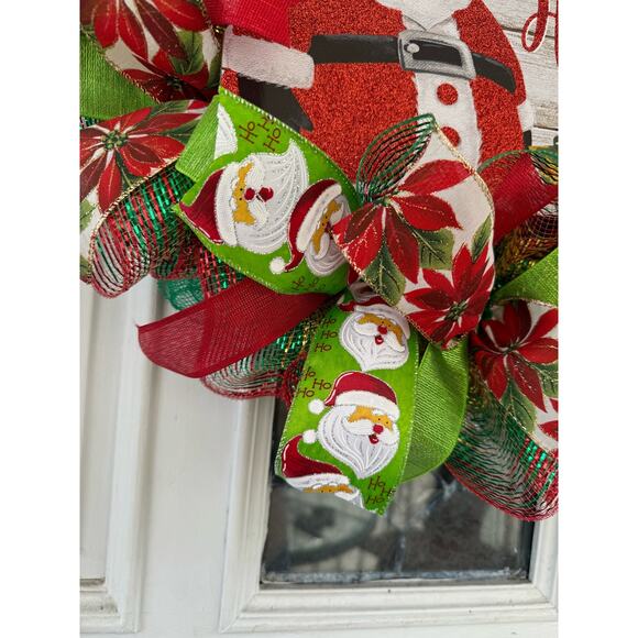 Happy Holidays Santa Wreat Festive Red and Green Christmas Wreath Door Decor xxx - Picture 3 of 8